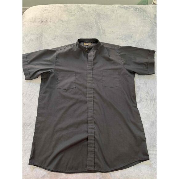 R.J. Toomey Co Black Mandarin Collar Chest Pocket Short Sleeve Buttonup Shirt 17 - Picture 6 of 9